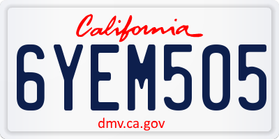 CA license plate 6YEM505