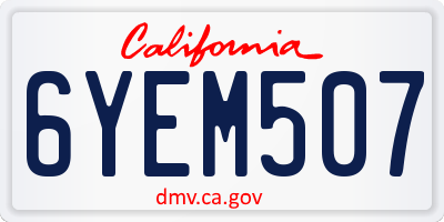 CA license plate 6YEM507