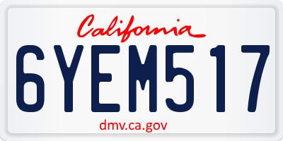 CA license plate 6YEM517