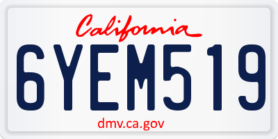 CA license plate 6YEM519