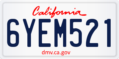 CA license plate 6YEM521