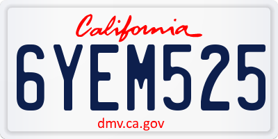 CA license plate 6YEM525