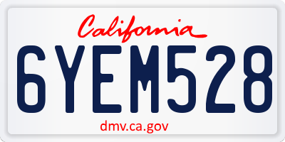 CA license plate 6YEM528