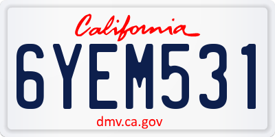 CA license plate 6YEM531
