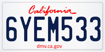 CA license plate 6YEM533