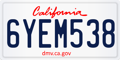 CA license plate 6YEM538
