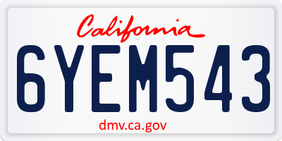 CA license plate 6YEM543