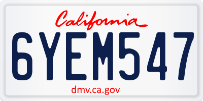 CA license plate 6YEM547