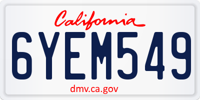 CA license plate 6YEM549