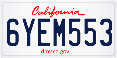 CA license plate 6YEM553