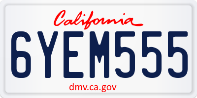 CA license plate 6YEM555