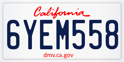 CA license plate 6YEM558