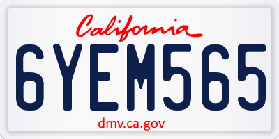 CA license plate 6YEM565