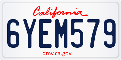 CA license plate 6YEM579
