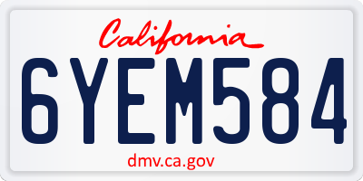 CA license plate 6YEM584