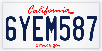 CA license plate 6YEM587