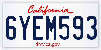 CA license plate 6YEM593