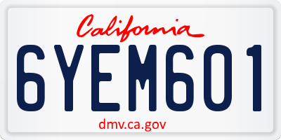 CA license plate 6YEM601