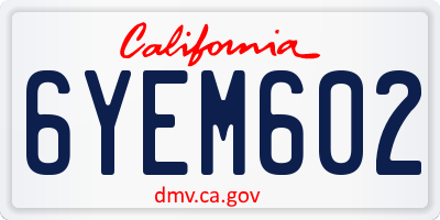 CA license plate 6YEM602