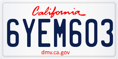 CA license plate 6YEM603