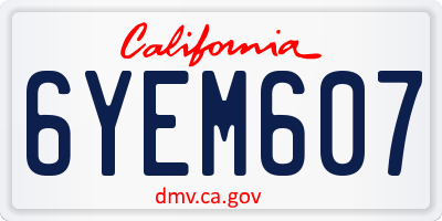 CA license plate 6YEM607