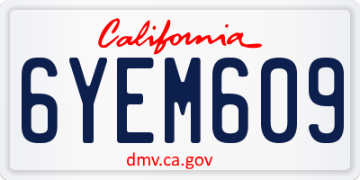 CA license plate 6YEM609