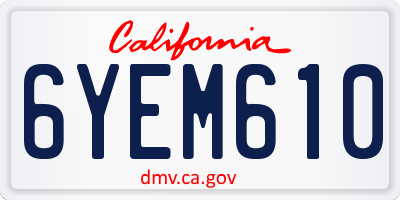 CA license plate 6YEM610