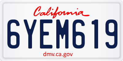 CA license plate 6YEM619