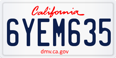 CA license plate 6YEM635