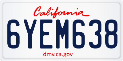 CA license plate 6YEM638
