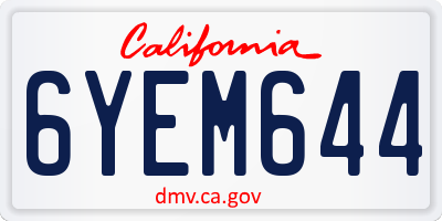 CA license plate 6YEM644