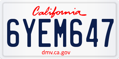 CA license plate 6YEM647