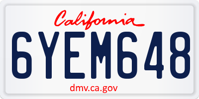 CA license plate 6YEM648