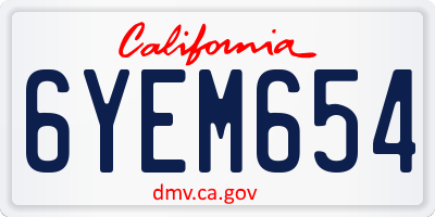 CA license plate 6YEM654