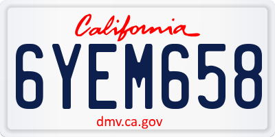 CA license plate 6YEM658