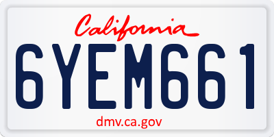 CA license plate 6YEM661