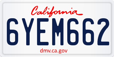 CA license plate 6YEM662