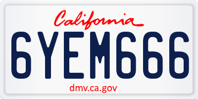 CA license plate 6YEM666