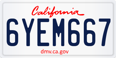 CA license plate 6YEM667