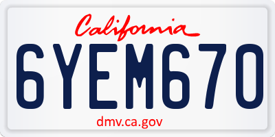 CA license plate 6YEM670