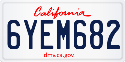 CA license plate 6YEM682
