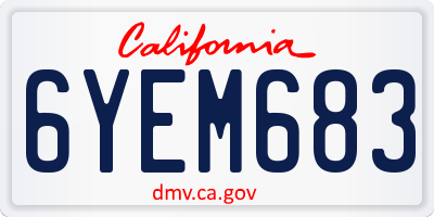 CA license plate 6YEM683