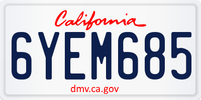 CA license plate 6YEM685