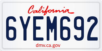 CA license plate 6YEM692