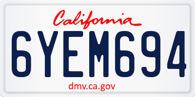 CA license plate 6YEM694
