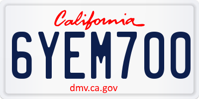 CA license plate 6YEM700