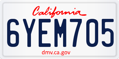 CA license plate 6YEM705
