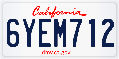 CA license plate 6YEM712