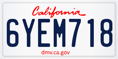 CA license plate 6YEM718
