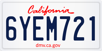 CA license plate 6YEM721